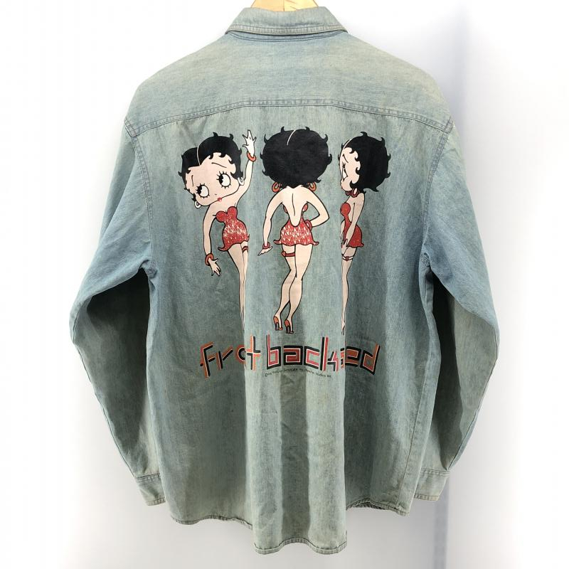 【中古】BETTY BOOP 80～90s ベティプリントデニムシャツ M 状態考慮 ベティーブープ オールド[240024428847]_画像2