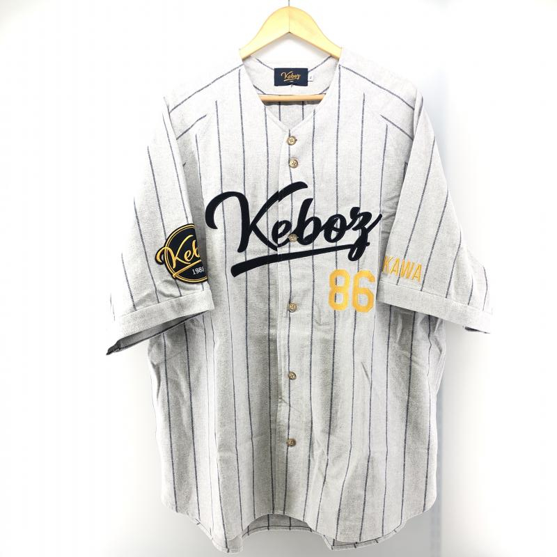 【中古】KEBOZ フリークスストア別注 ベースボールシャツ XL グレー　ケボズ[240024431237]