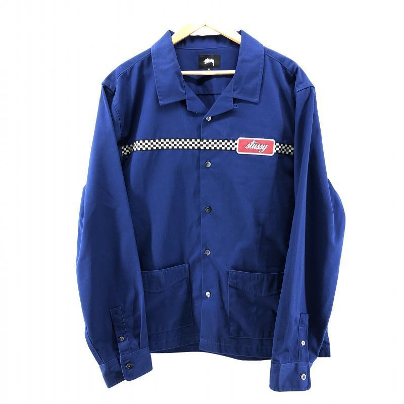 特別オファー 【中古】STUSSY チェッカーライン シャツジャケット ブルー XL　ステューシー[240024433896] 長袖シャツ