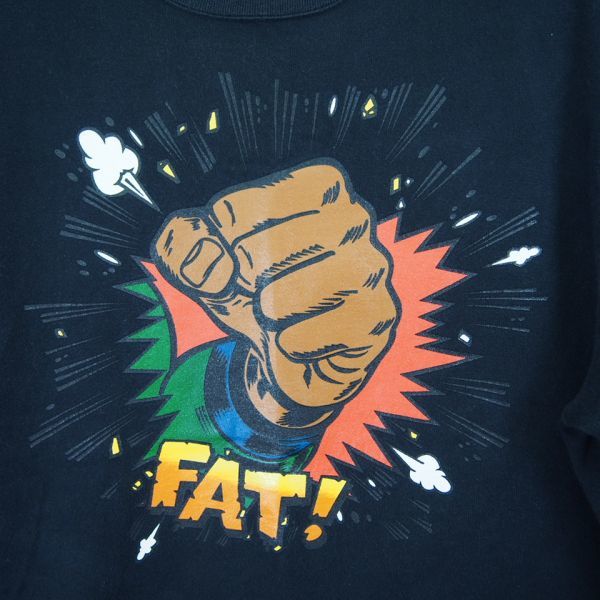 エフエーティー FAT POW パンチプリント半袖コットンTシャツ FATEE(FAT)ブラック/日本製_画像2