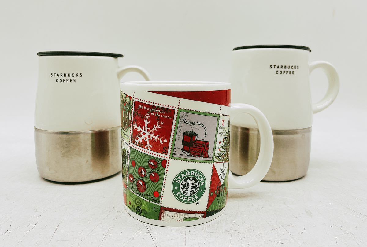 【中古】STARBUCKS スターバックス スタバ シアトル ? 台湾 Taiwan マグカップ 陶器 ステンレス 保温 セット コレクション 現状品 DM1031M_画像1