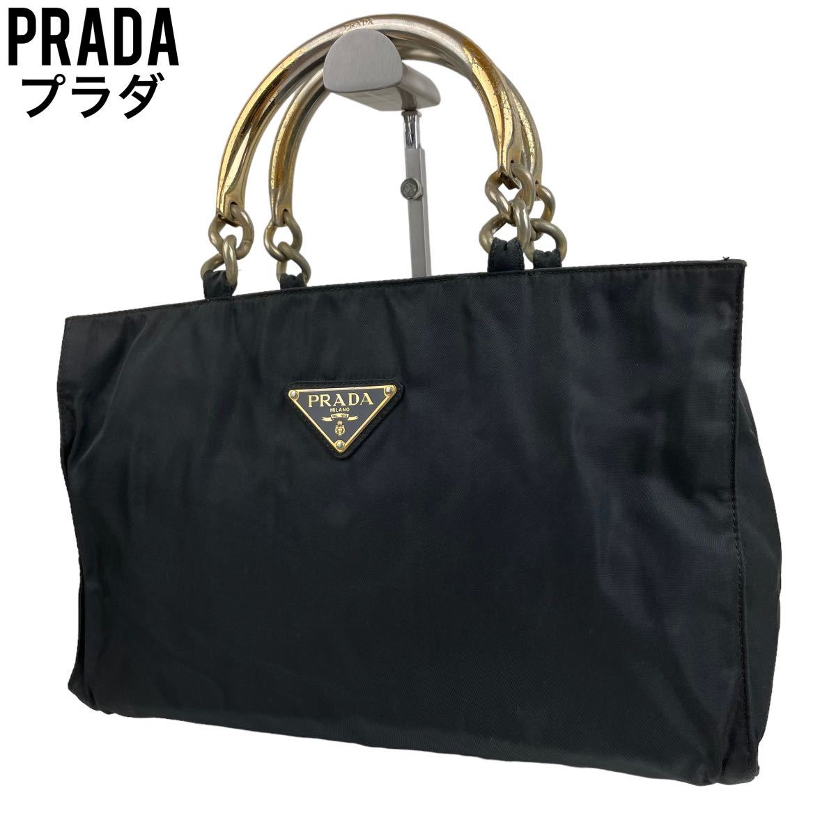 大人気新品 美品 PRADA プラダ ハンドバッグ メタルハンドル ナイロン