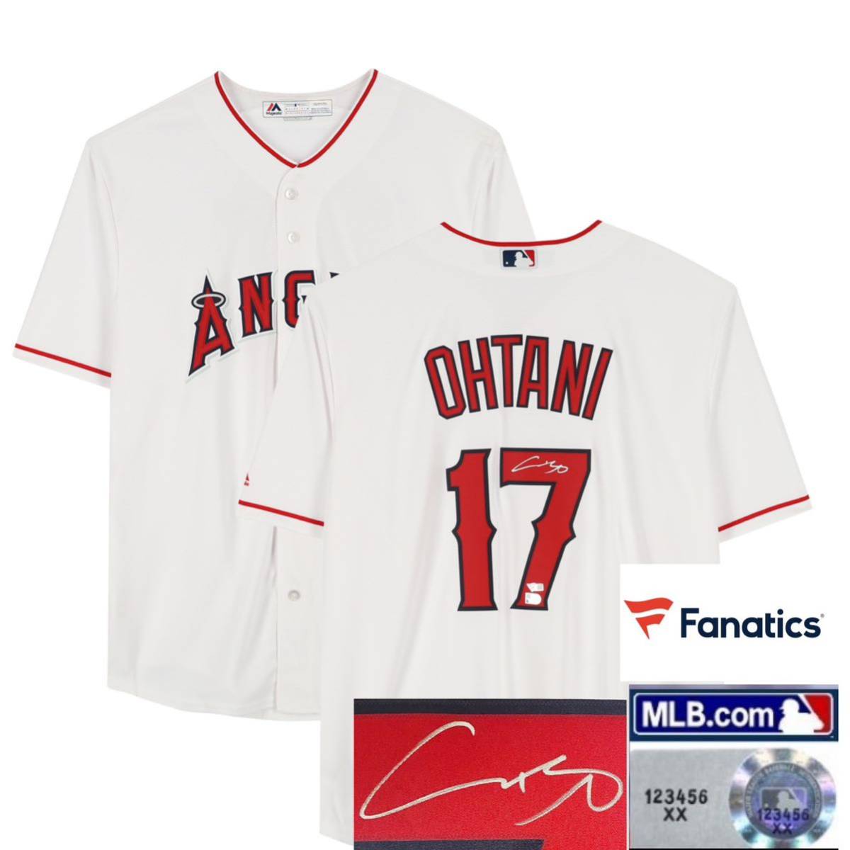 正規品 エンゼルス 大谷翔平 直筆サイン レプリカユニフォーム レッド Majestic製 MLB Fantatics ホログラム_画像1