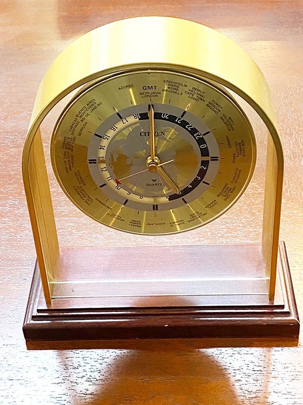 ■世界時計■citizen 世界時計 国鉄労働組合札幌地方本部 組合結成35周年記念品 置時計 シチズン レトロ 札幌発の画像1