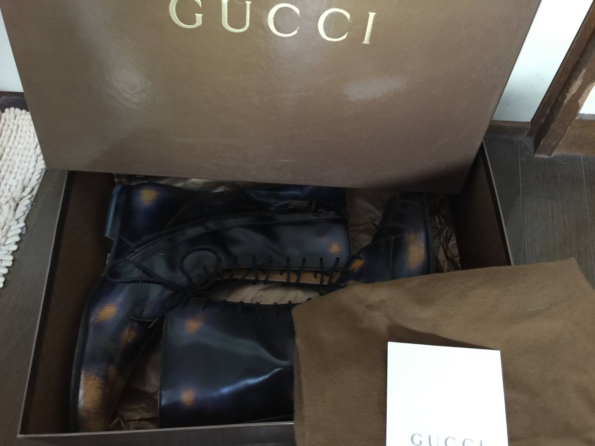 GUCCI☆グッチ サイドジップ レースアップ ブーツ 6 1/2 www.esole.eu