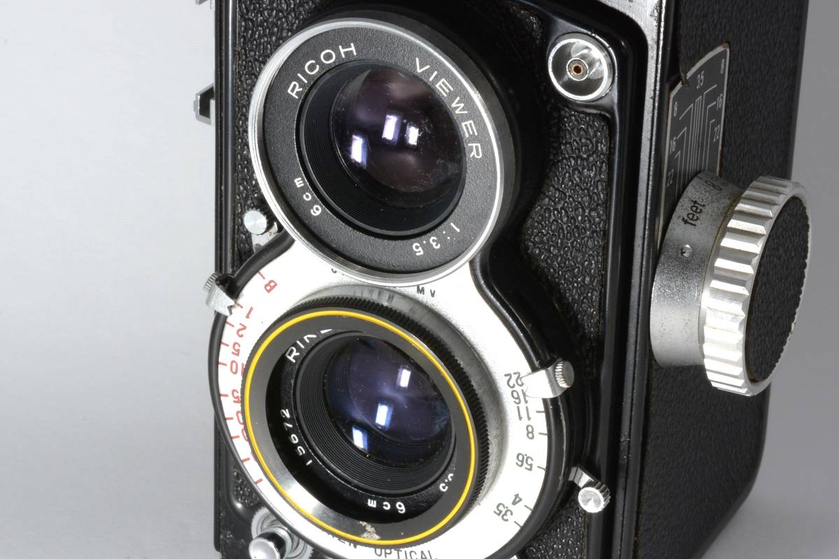 158-1【美品】リコー Ricoh Super44 RIKEN 6cm F3.5 二眼カメラ(ケース付き） _画像9
