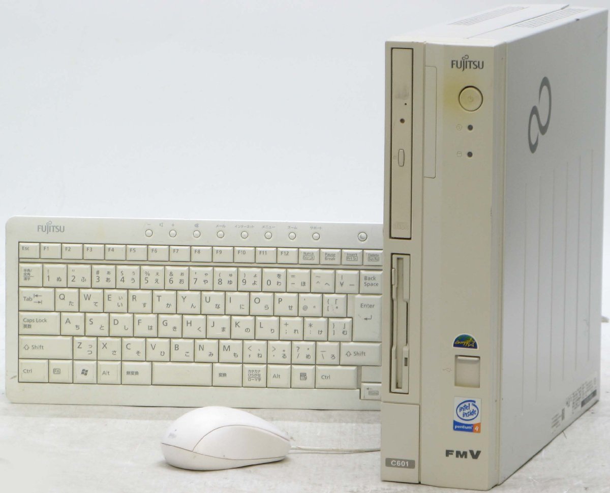 富士通 FMV-C601 FMVC01B120 ■ Pentium4-2.4/CDROM/希少OS/動作確認済/省スペース/Windows2000 デスクトップ_富士通 FMV-C601 FMVC01B120