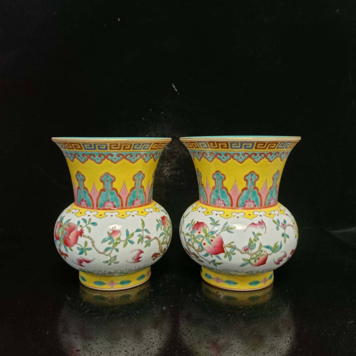 限定価格セール! 青花磁 施釉陶 磁器【清琺瑯彩三果紋花鼓】工芸品