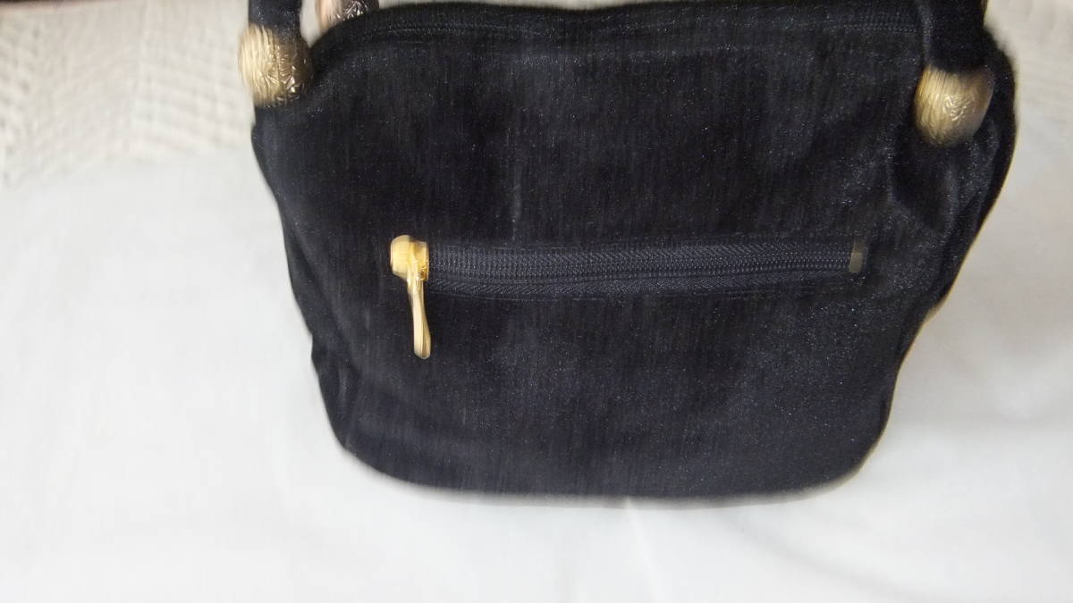  Vintage retro manner handbag beads black back 