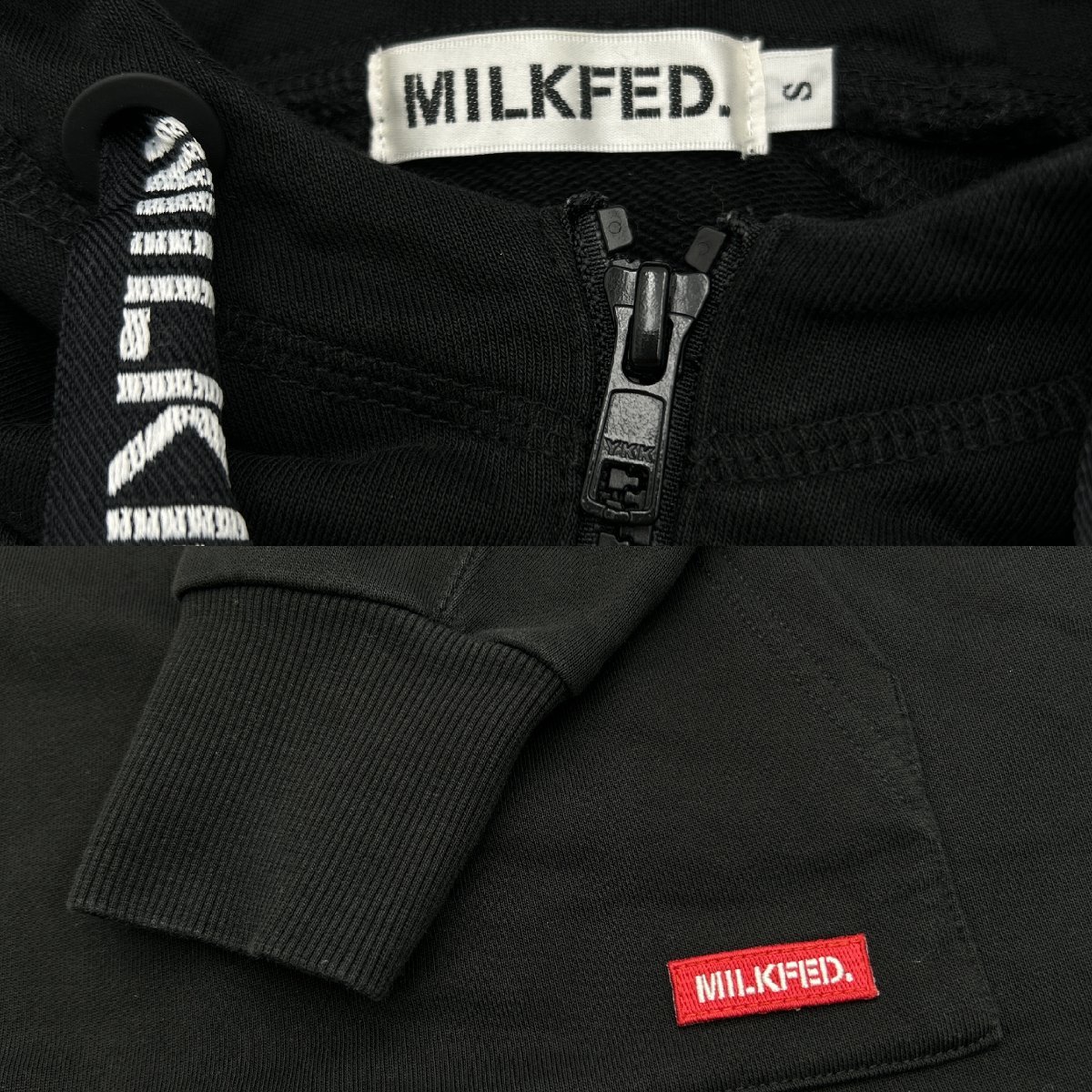 MILKFED. Milkfed long sleeve sweat Parker S size knees height lady's black black clothes girls tunic One-piece [ road comfort Sapporo ]