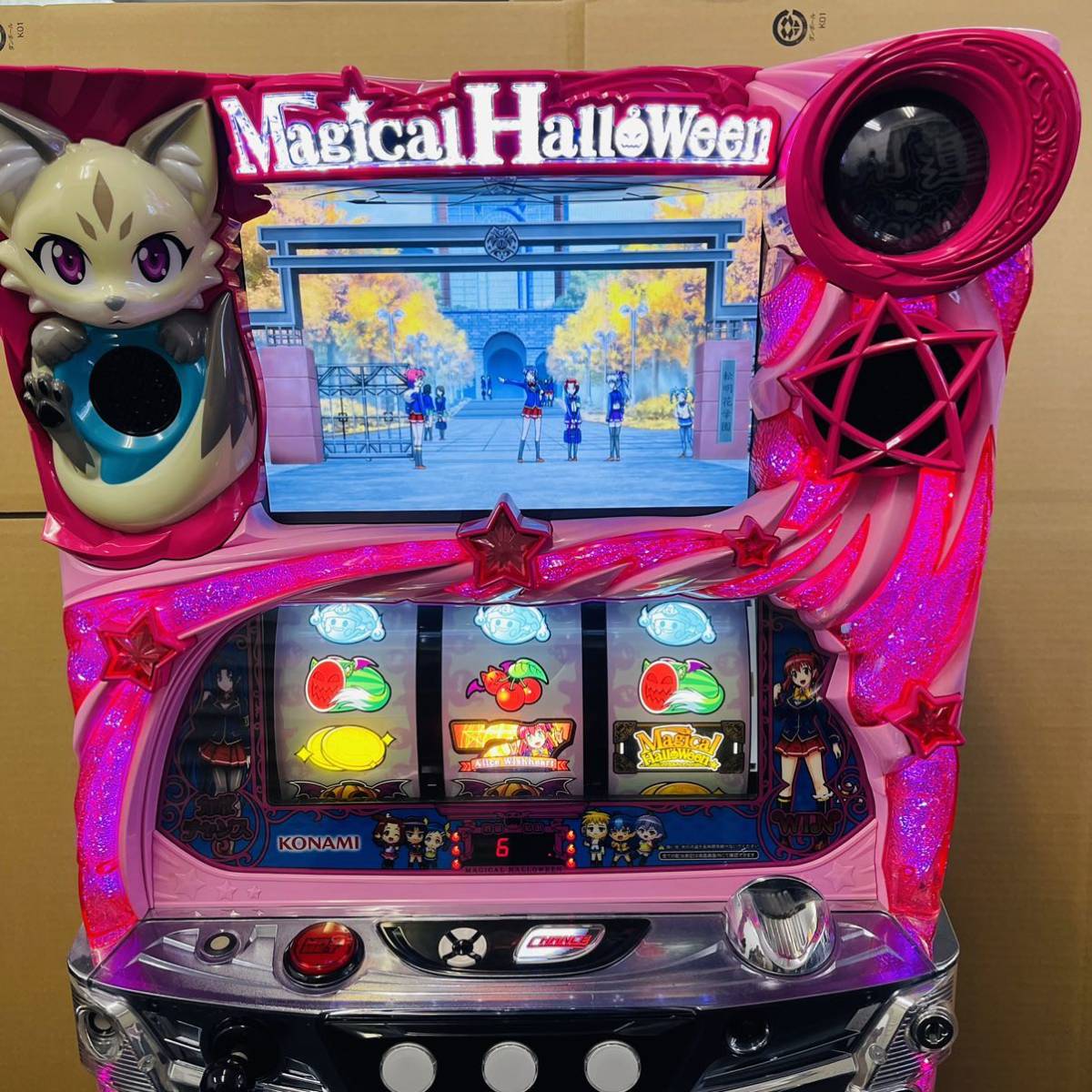 10SD93 KPE Magical Halloween 6 マジカルハロウィン 6 スロット パチスロ実機 コイン不要機 カギ付き 通電OK 中古 現状品 動作未確認_画像2