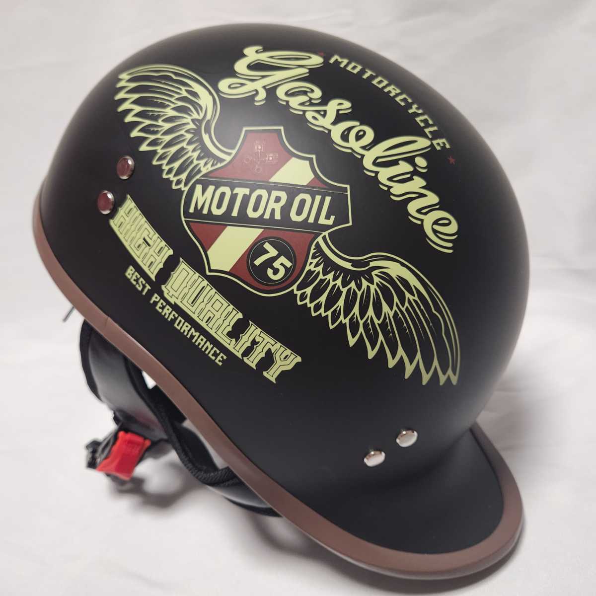 ダックテール ヘルメット　Ｍ　Ｌ　ＸＬ　マットブラック　バイザー付　グラフィック　軽量　半帽　キャップ型　半ヘル　_画像3
