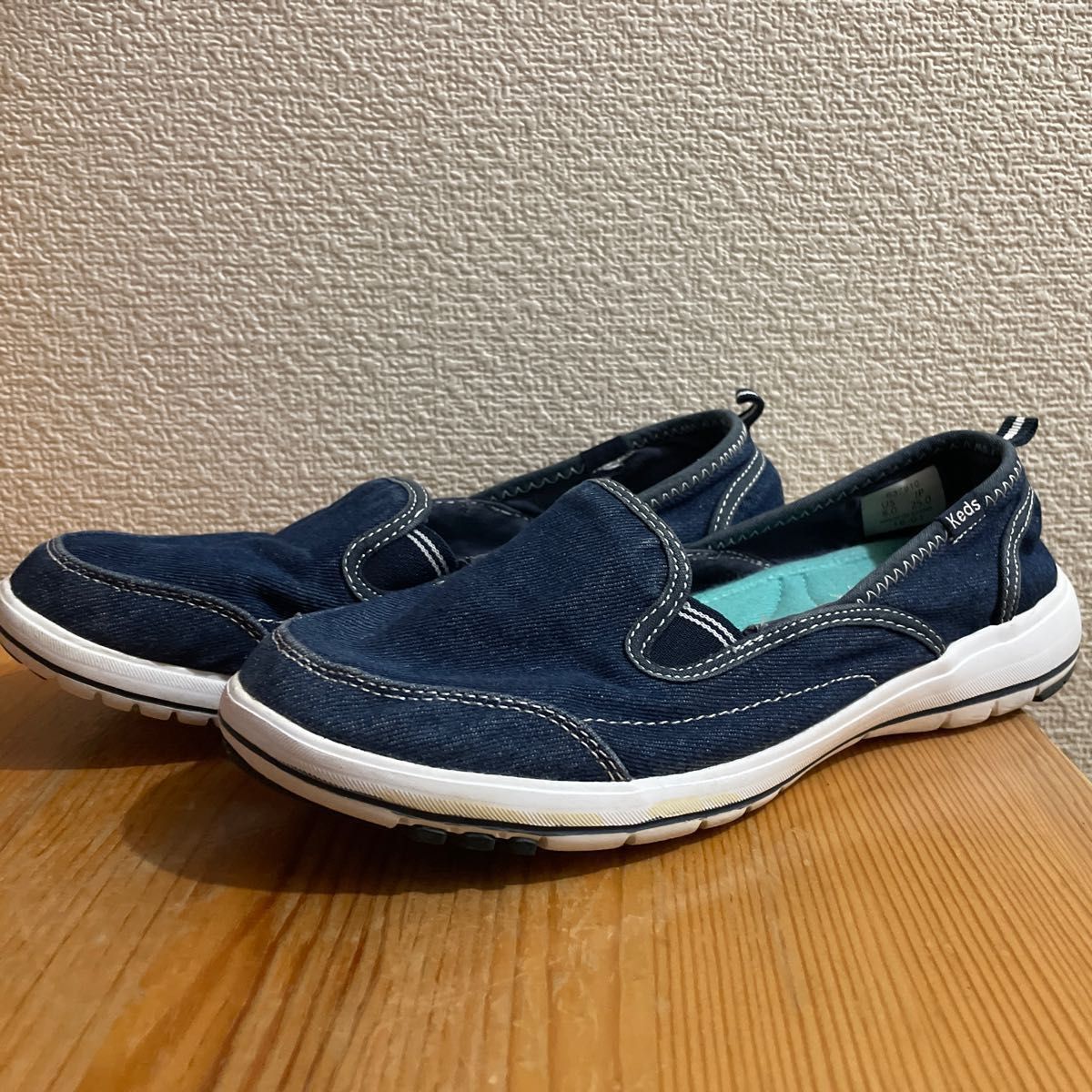 Keds ケッズ スニーカー スリッポン デニム カラー 25cm 軽量 ユーズド