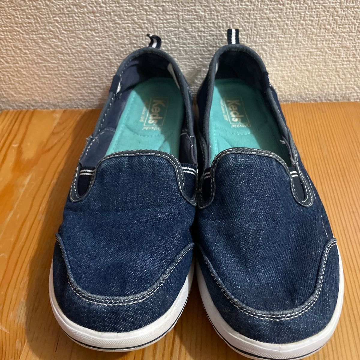 Keds ケッズ スニーカー スリッポン デニム カラー 25cm 軽量 ユーズド