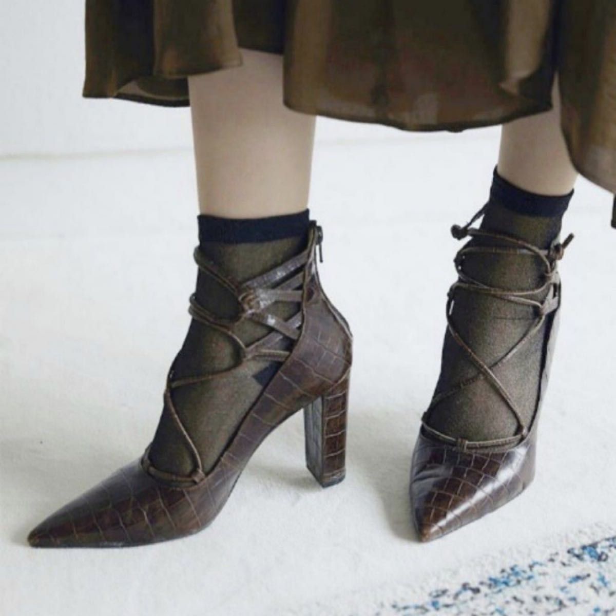 Ameri vintage Mサイズ ZIGZAG LACE UP PUMPS レースアップ Ameri vintage Mサイズ ZIGZAG LACE UP PUMPS レースアップ