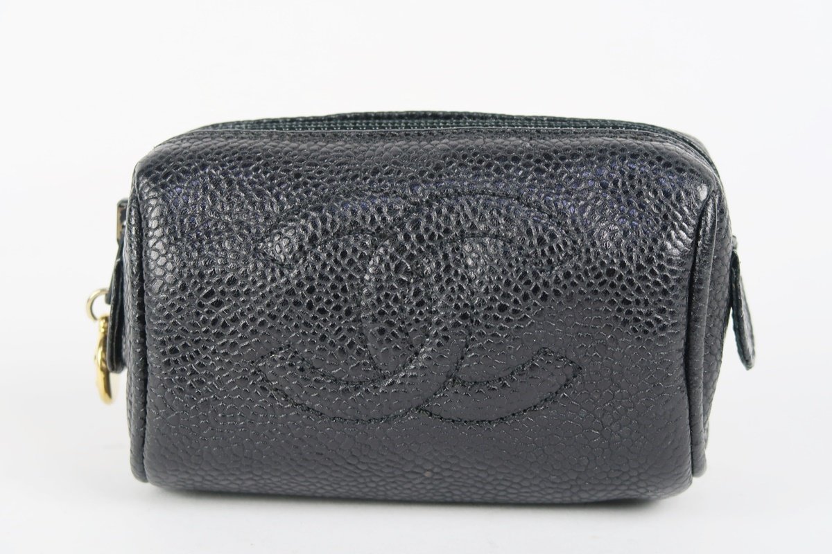 美品】CHANEL シャネル キャビアスキン ココマーク ミニポーチ