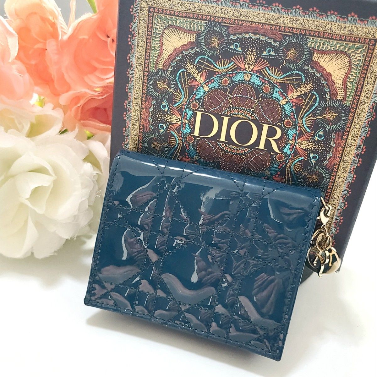 Dior☆★レディディオール☆ネイビー☆三つつ折り財布