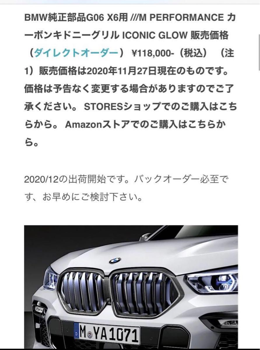 BMW X6 G06 純正 カーボンキドニーグリル M performance 51712467265 