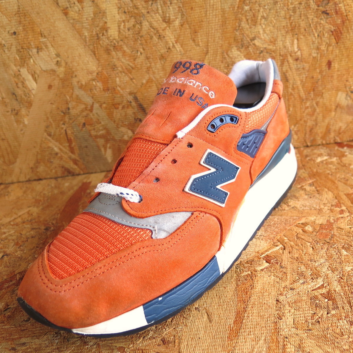 26.5cm USA製 M998CTL ニューバランス New Balance US8.5 レザー アメリカ製 991 992 993 1300 復刻モデル ORANGE NAVY オレンジ スエード_画像8