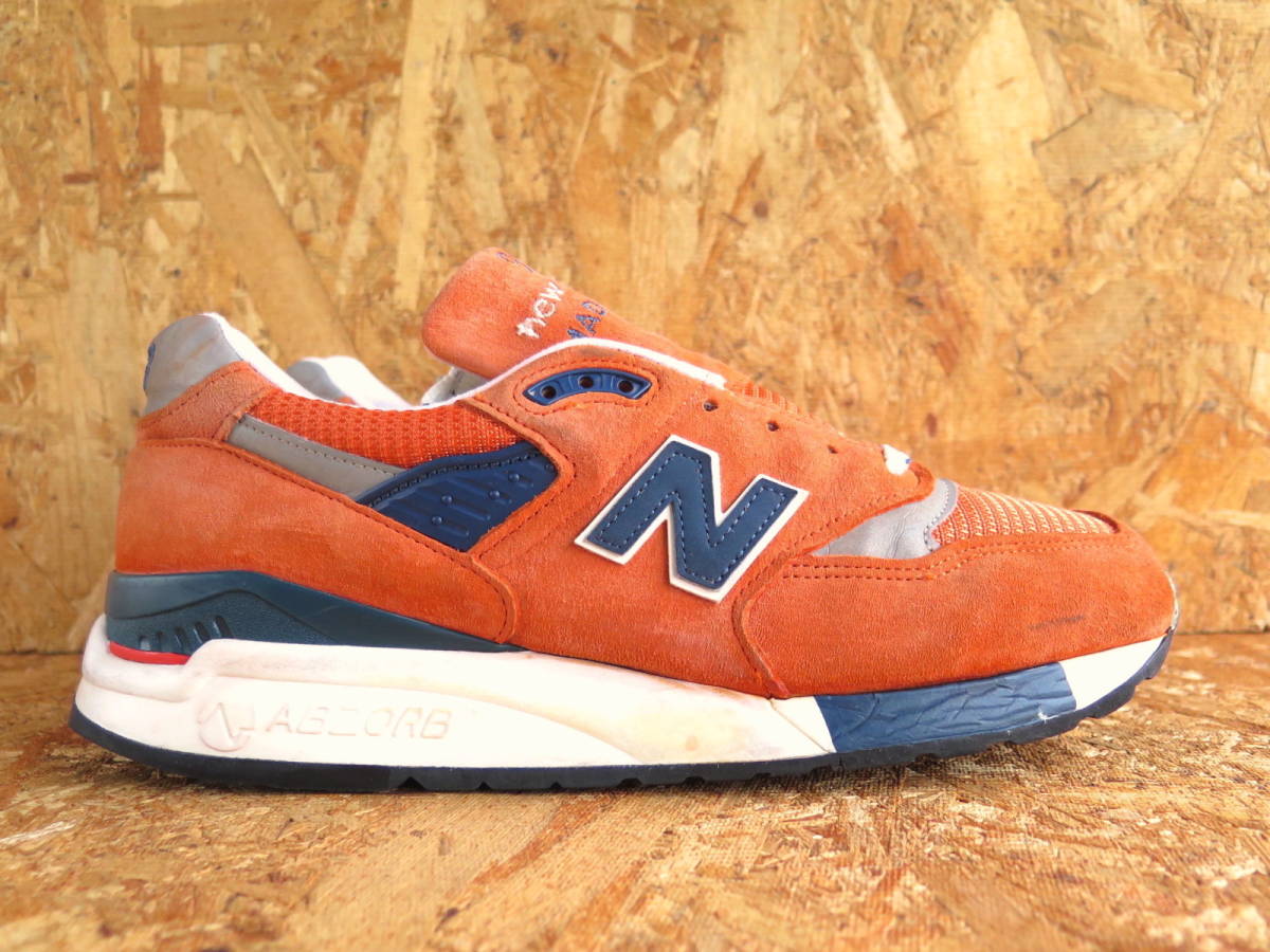 26.5cm USA製 M998CTL ニューバランス New Balance US8.5 レザー アメリカ製 991 992 993 1300 復刻モデル ORANGE NAVY オレンジ スエード_画像5