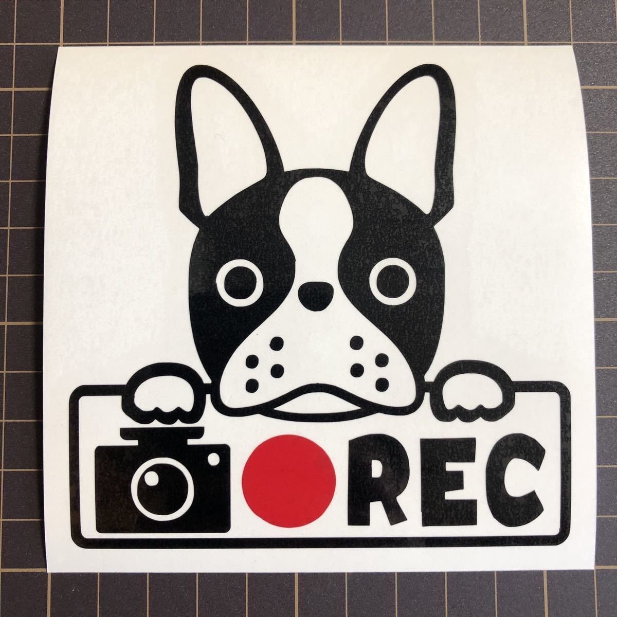 【カッティングステッカー】ドラレコ録画中 ボストンテリアステッカー 犬好きさんに ドライブレコーダー REC 犬 ドッグ アニマル 可愛い_画像2