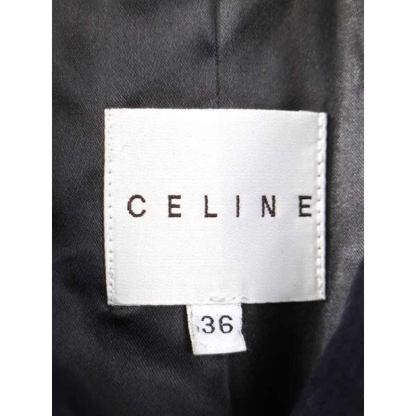 CELINE セリーヌ ウールチェスターコート ネイビー サイズ:36 レディース ITDFHYOK2OGU_画像3