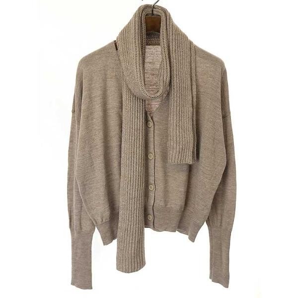 MM6 エムエムシックス 22AW AVP KNIT CARDIGAN ストール付きニットカーディガン ベージュ サイズ:S レディース ITVX3CQYO51F_画像1