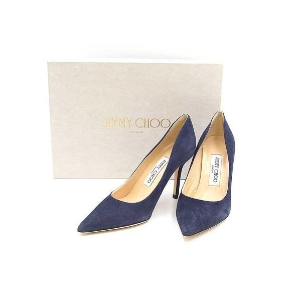 JIMMY CHOO ジミー チュウ AGNES ポインテッドトゥスウェードピンヒールパンプス ネイビー サイズ:34 1/2 レディース ITMQ3HRYB8WO