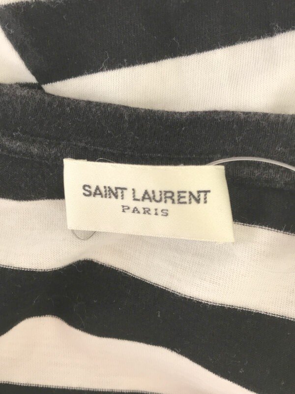 SAINT LAURENT PARIS サンローラン パリ 14AW 切替ボーダーTシャツ ホワイト ブラック S ITAK4N9KGPSN_画像3