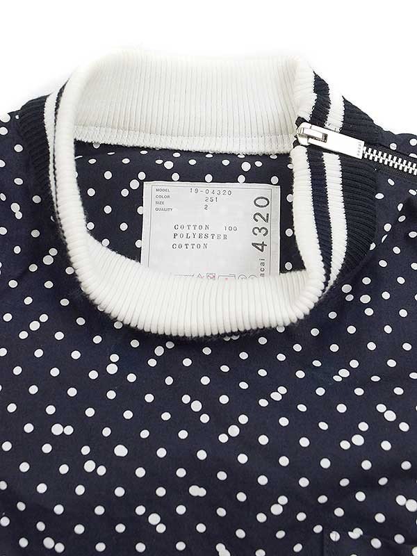 sacai サカイ 19SS Polka Dot Top ポルカドットTシャツ ダークネイビー 2 ITXC2SYEPI9M_画像3