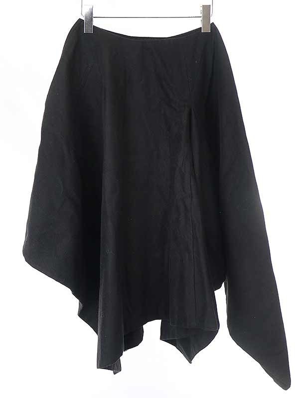 手数料安い 2000AW ファム ヨウジヤマモト FEMME Yamamoto Yohji モールスキンフレアデザインスカート ITSO11B80REA レディース サイズ:1 ブラック スカート