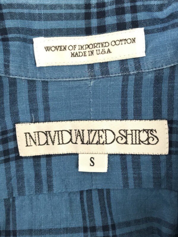 INDIVIDUALIZED SHIRTS インディビジュアライズド シャツ ショートスリーブチェックシャツ ブルー S ITCGHPWA1NU0_画像3