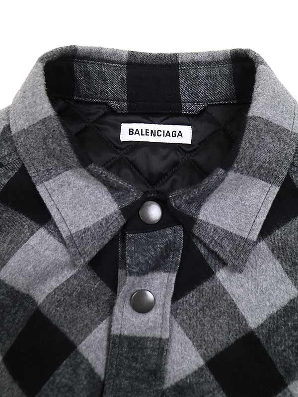 BALENCIAGA バレンシアガ 20SS SWING CANADIAN SHIRT スウィングチェックシャツ グレー 34 ITLHYNTHJX06_画像3