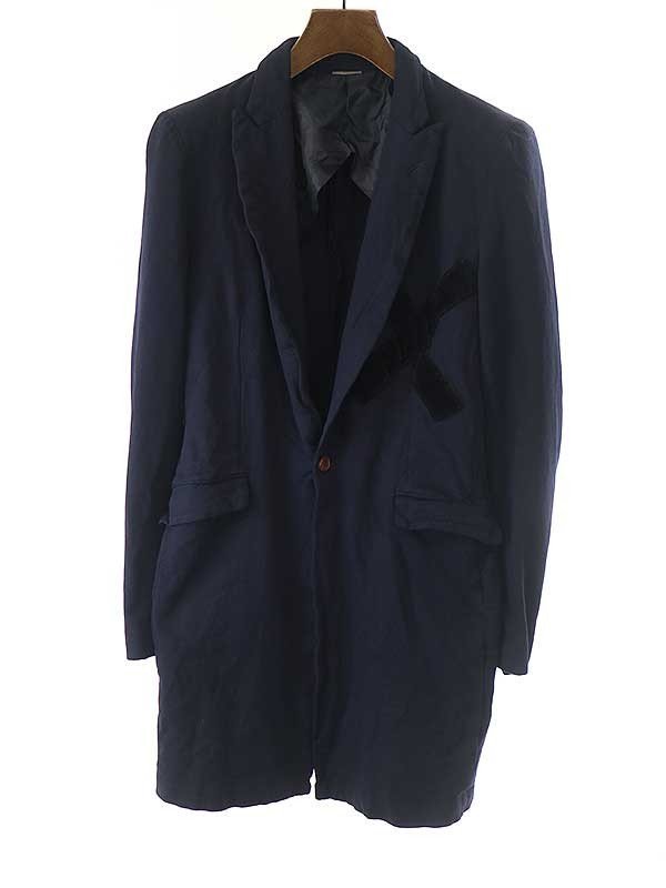 COMME des GARCONS HOMME PLUS コム デギャルソンオムプリュス 2006AW ポリエステル縮絨ロングジャケット ネイビー S IT0KA3CXM9CQ