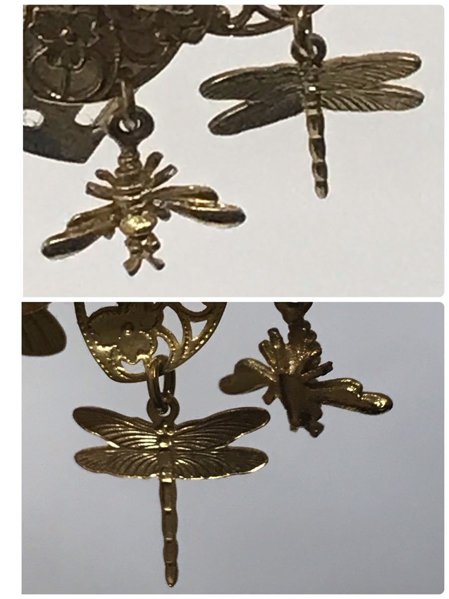 【レア】Kirks Folly バレッタ 細かい装飾 天使 トンボ 蜂 蝶 花 星 ゴールドカラーの画像6