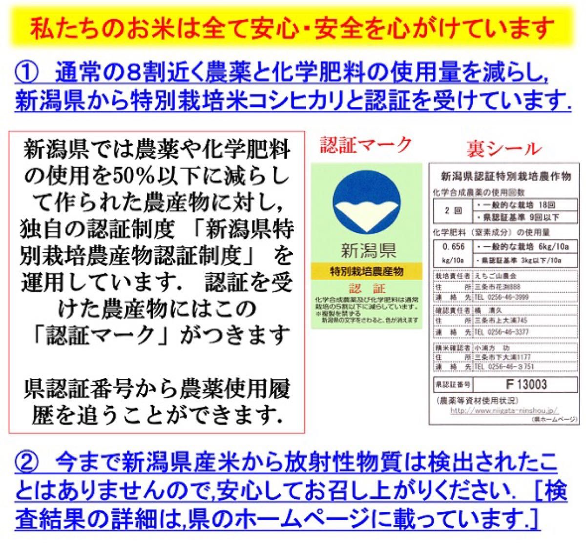 令和5年産新米　減農薬　新潟こしひかり白米2kg+白米2kg 新潟県三条市旧しただ村産　新潟県認証　特別栽培米100%  白雪美人