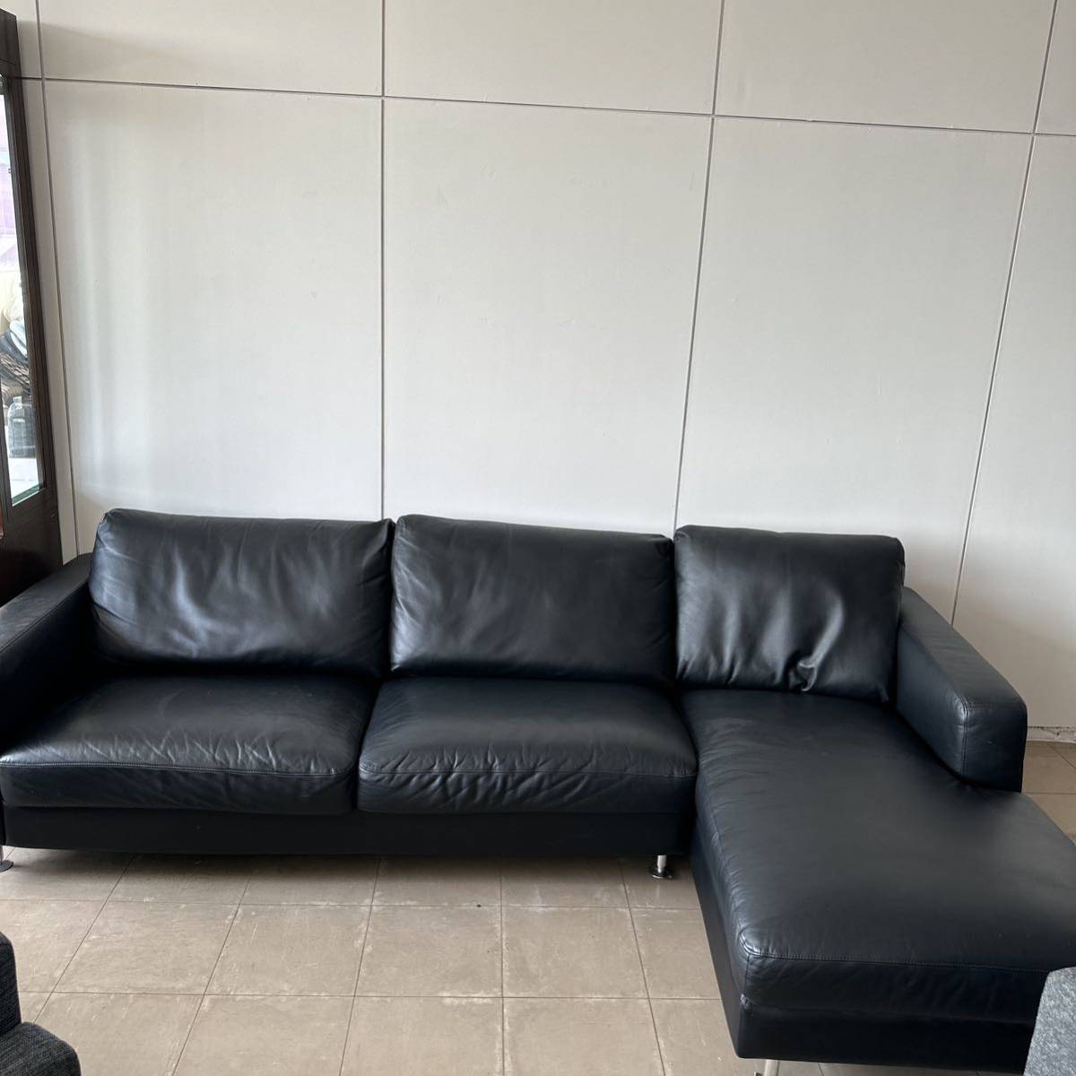  leather sofa L type black couch sofa pickup 