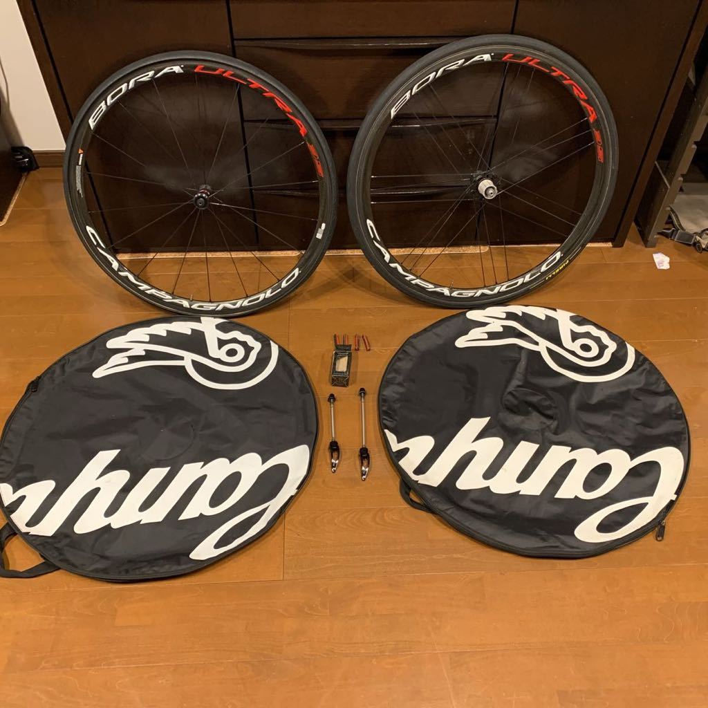 Campagnolo BORA ULTRA 35 カンパニョーロ　ボーラーウルトラ35 カーボン チューブラー ホイールセット シマノ12/11S cs-R8000 11-28_画像1