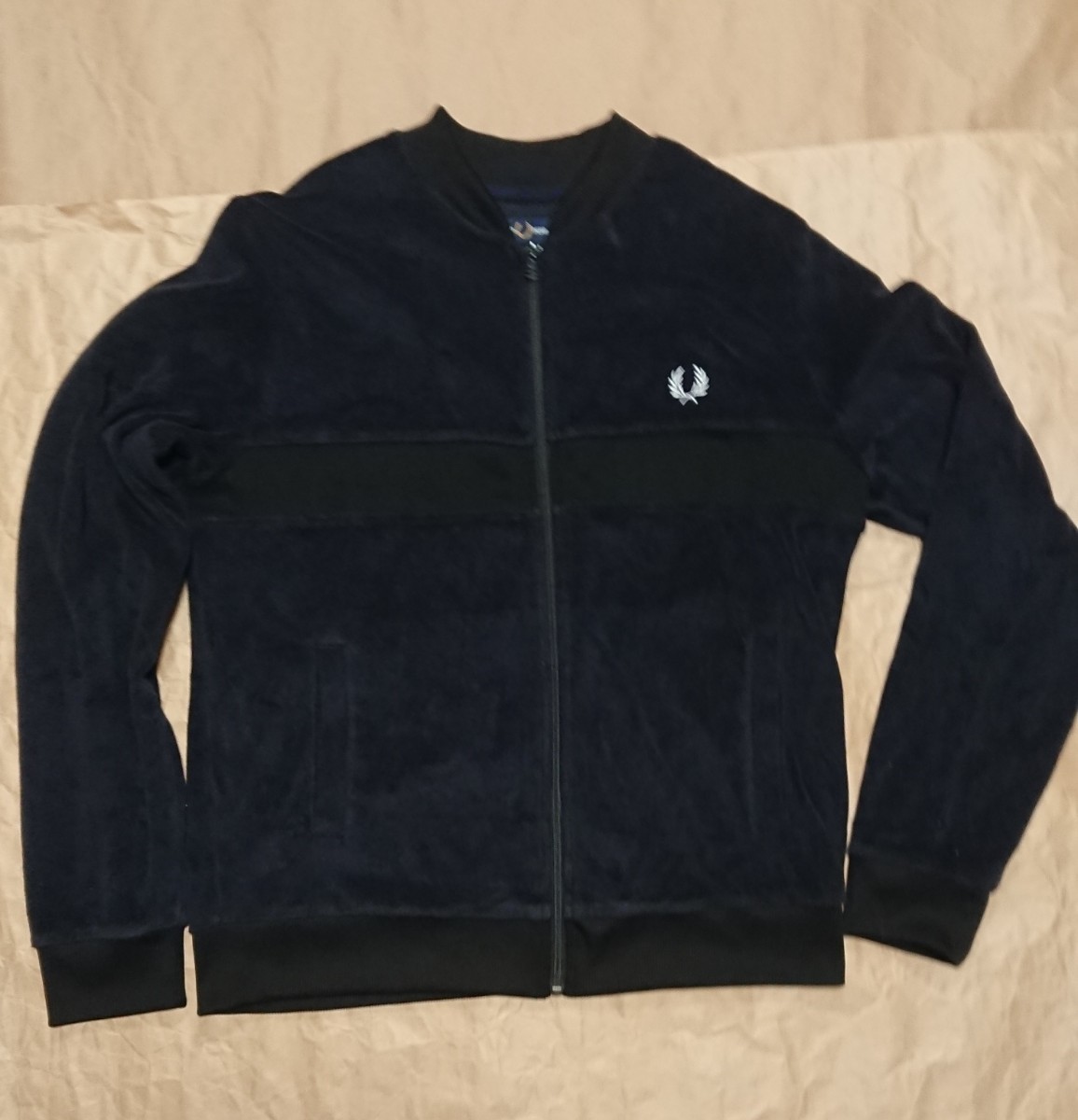 FRED PERRY フレッドペリー ベロア トラックジャケット サイズM ネイビー/ブラック メンズ _画像2