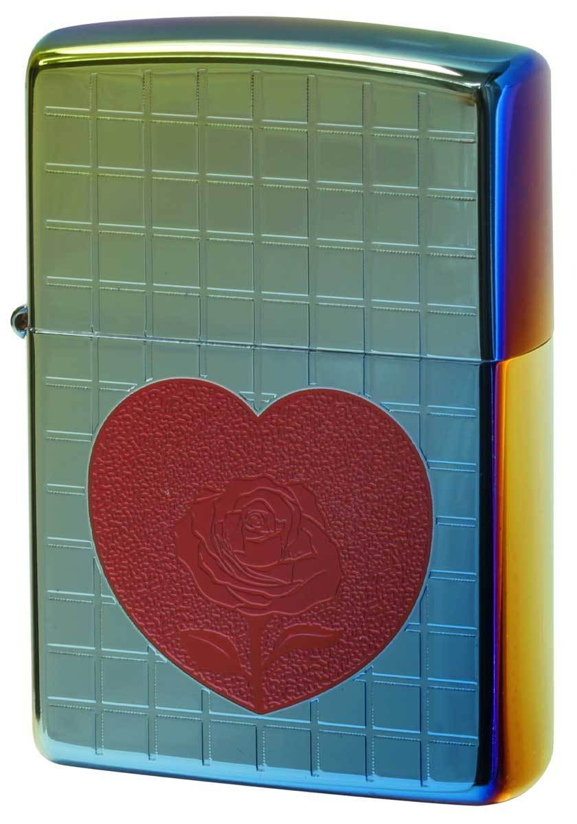 Zippo ジッポライター TITANIUM COATING Heart Rose チタニュームコーティング ローズハート Rainbow TC-R メール便可