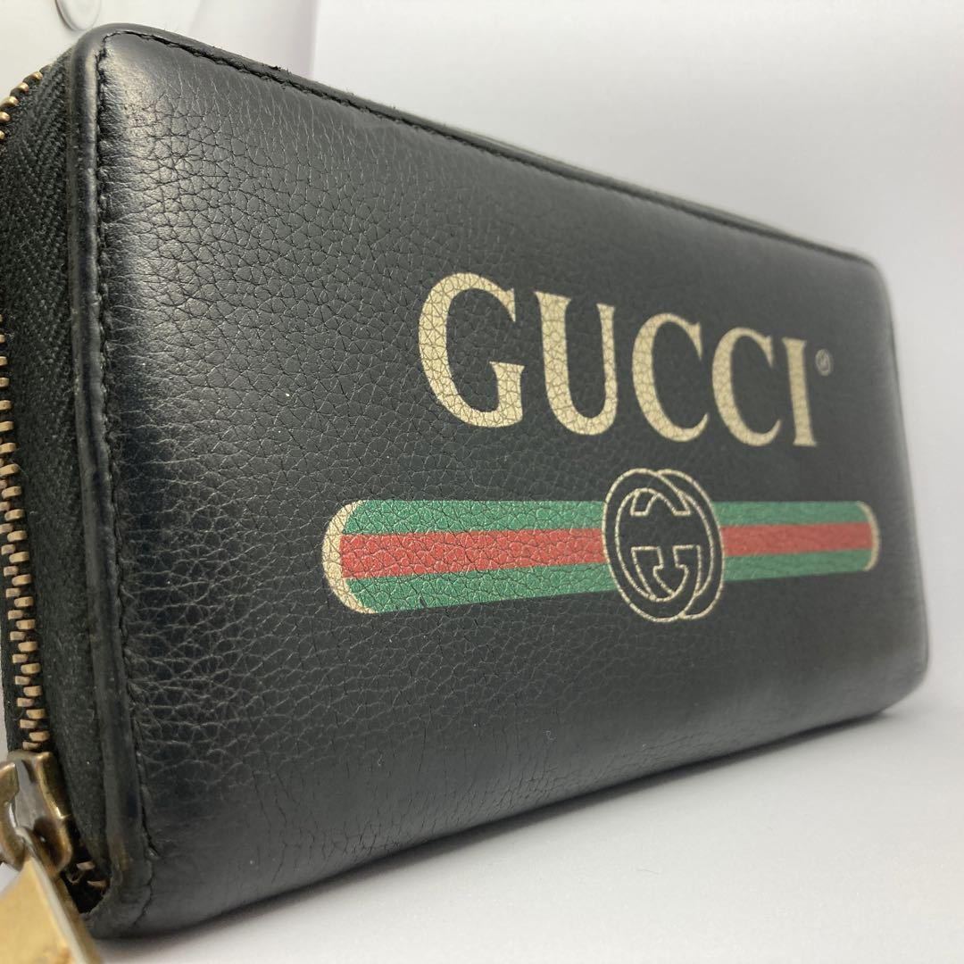 珍しい グッチ 【激レア】GUCCI 長財布 1円 革 黒 メンズ シェリー