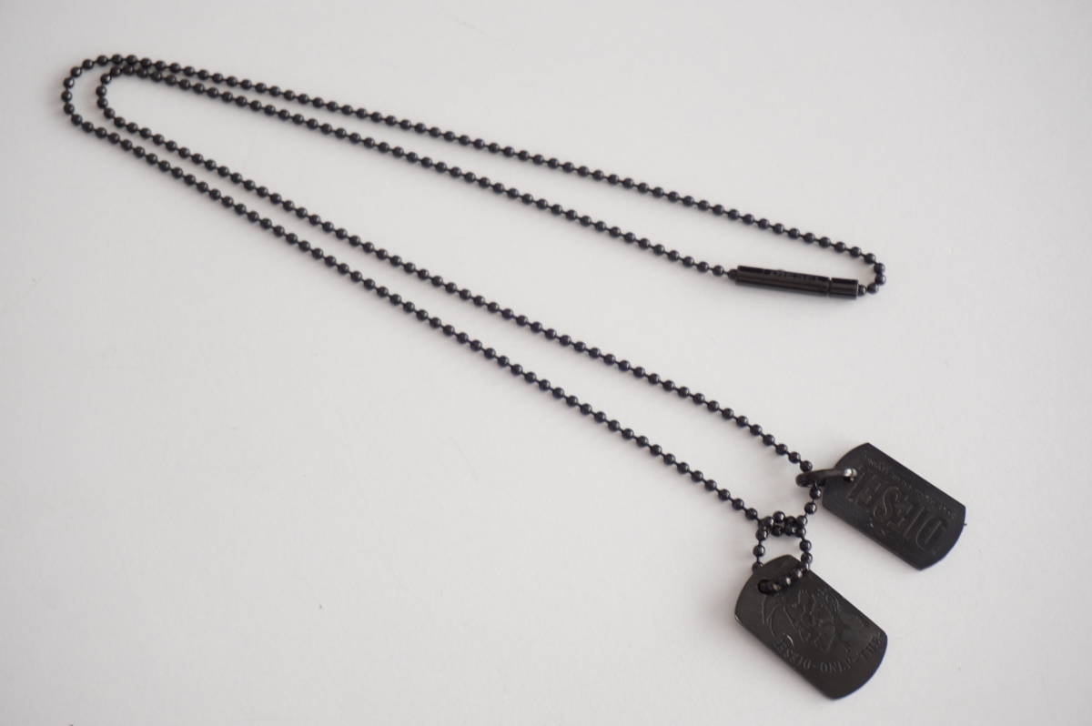 DIESEL/ diesel * necklace / accessory * plate * black / black * ball chain *