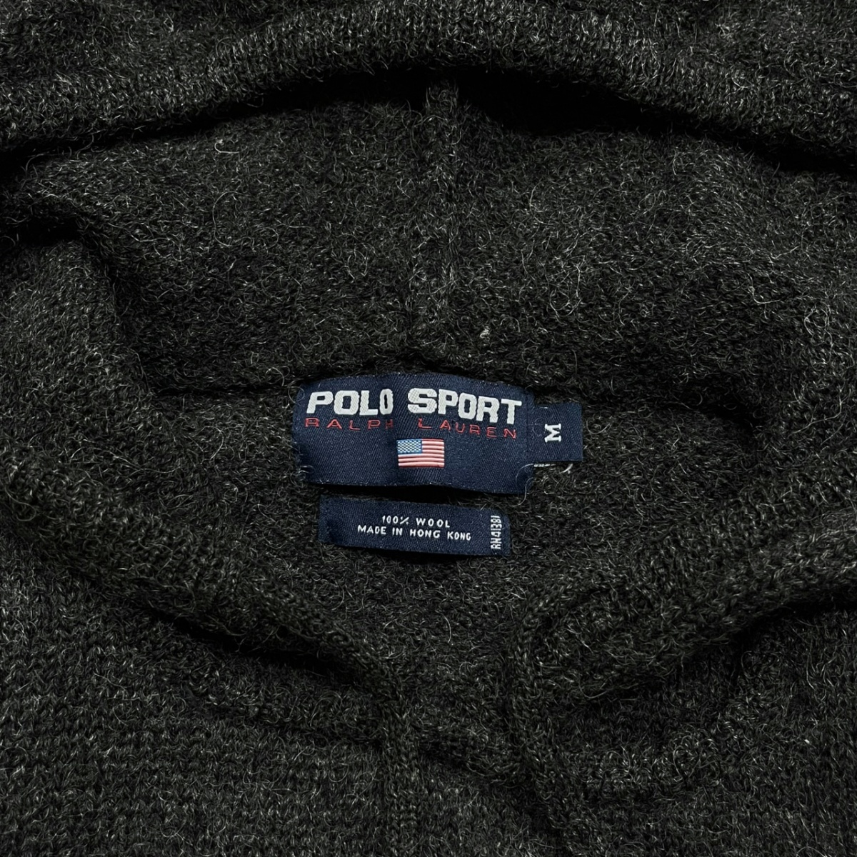 90s POLO SPORT Polo спорт RALPH LAUREN вышивка Logo шерсть вязаный тянуть over Parker f-ti-VINTAGE б/у одежда tops M серый 