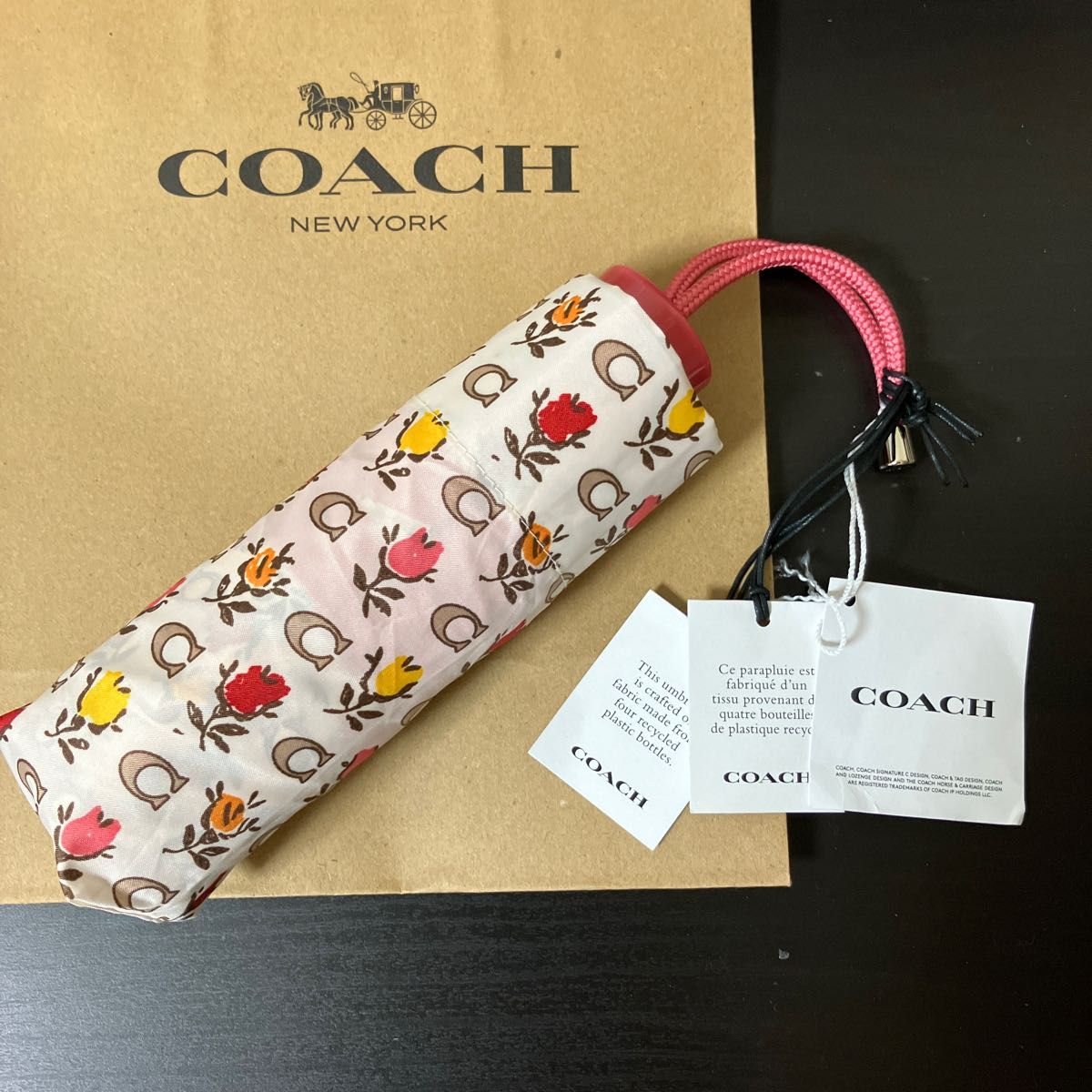 新品 COACH コーチ 折りたたみ傘　フラワー