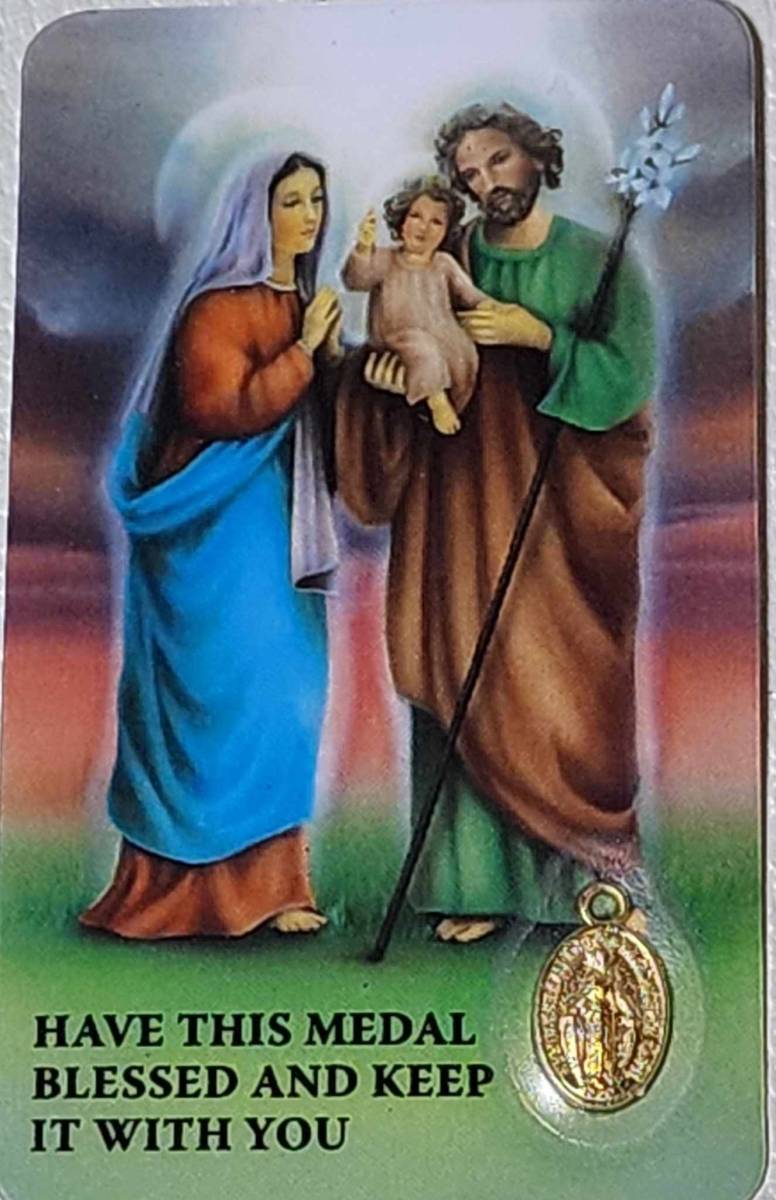 イタリア製 不思議のメダイ付きパウチカード 聖家族_画像1