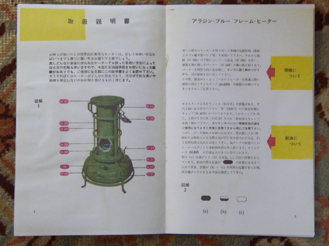 貴重！Aladdin　BLUE FLAME HEATER　 石油ストーブ取扱説明書 Printed in England_出品物画像