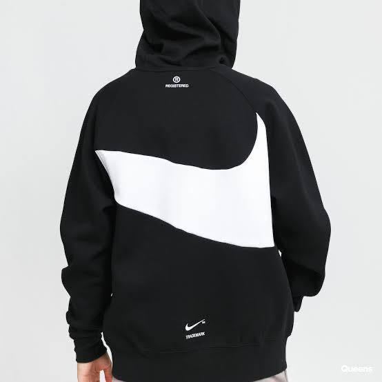 【L】新品 NIKE ナイキ メンズ スウェット テックフリース パーカー フーディ ビッグスウッシュ プルオーバー 黒 ブラック