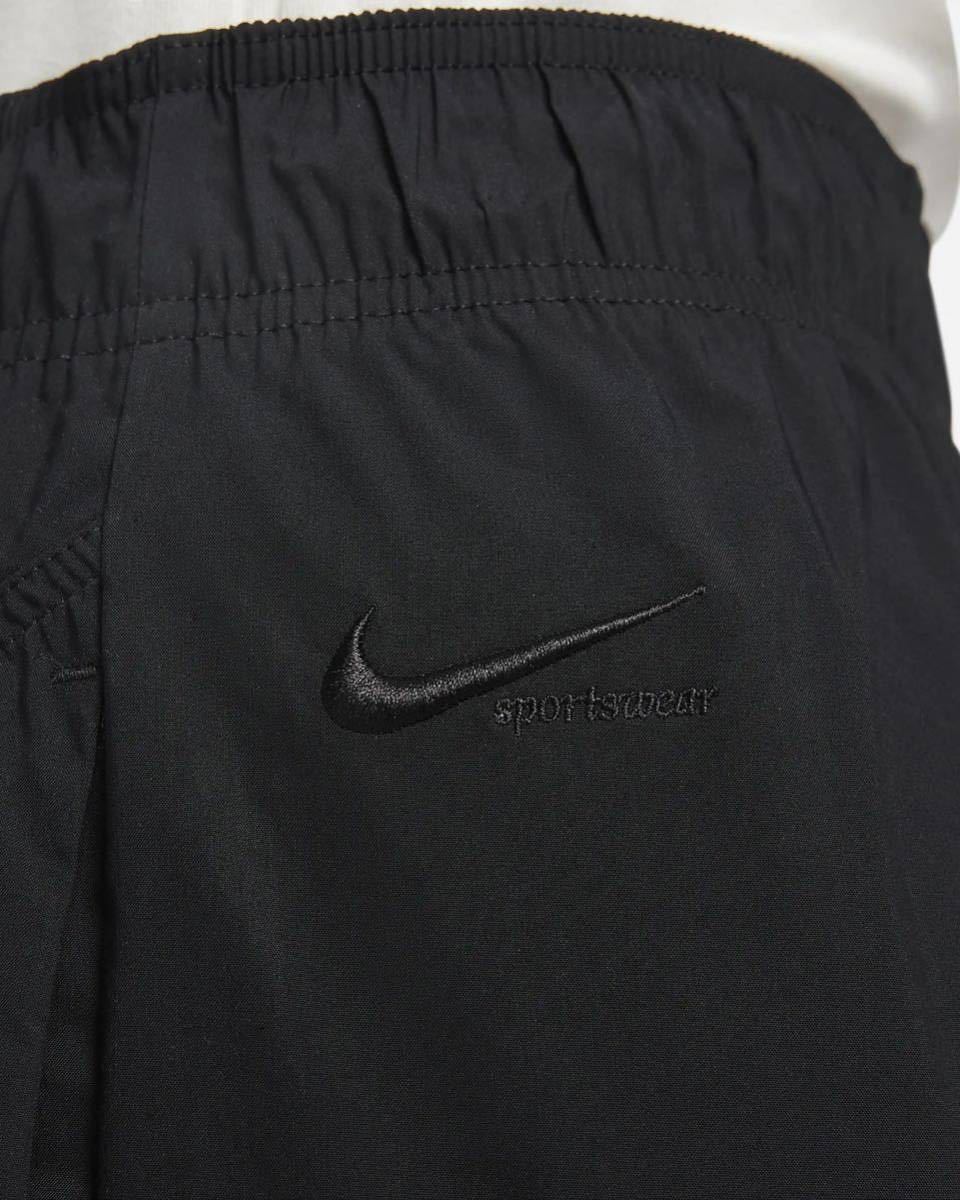 S 新品 ナイキ スポーツウェア ウィメンズ ルーシュド ウーブン パンツ / Nike ウーブンパンツ ルーシュ ワイドパンツ ハイライズ 黒