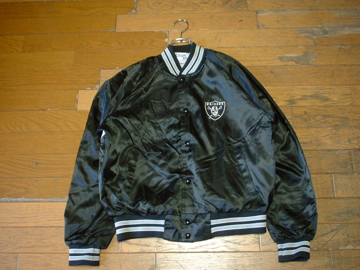 90sビンテージMADE IN USA希少RAIDERSナイロンスタジャン美品M