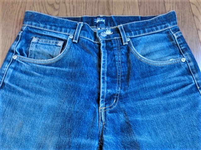 STUSSY オールド ジーンズ 米国製 90年代 ダメージ 紺タグ 紙 STUSSY オールド ジーンズ 米国製 90年代 ダメージ 紺タグ 紙